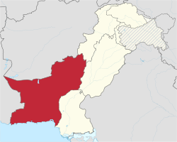 แผนที่ตำแหน่งของ Balochistan