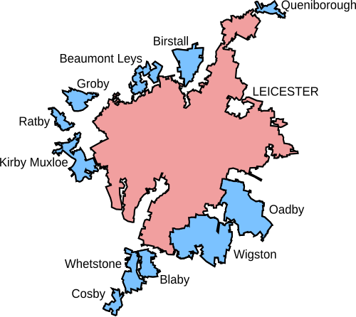 แผนที่เขตเมืองเลสเตอร์ ปี 2001