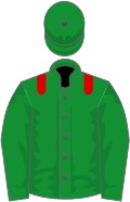 Emerald green and red racing silks