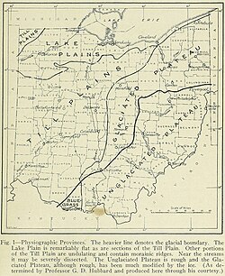 แผนที่ทางสรีรวิทยาจาก Geology of Ohio ปี 1923