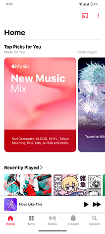 อินเทอร์เฟซ Apple Music