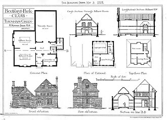แบบแปลนอาคาร Bedford Park Club โดย Norman Shaw ปี 1878