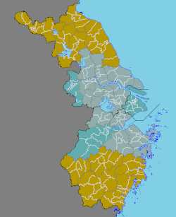 แผนที่เขตเศรษฐกิจสามเหลี่ยมปากแม่น้ำแยงซี
