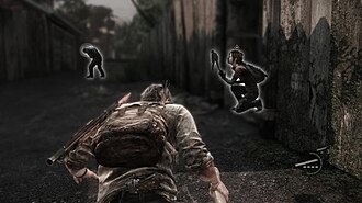 Gameplay showing stealth and enemy outlines