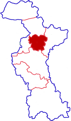 แผนที่ตำแหน่งเขตจางเตี้ยนในจือป๋อ