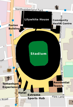 แผนผังการก่อสร้างสนามท็อตแนม ฮอตสเปอร์ สเตเดียม