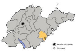 แผนที่ที่ตั้งของเมืองริจิ่ว