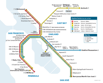 แผนผังเส้นทางเดินรถไฟฟ้า BART