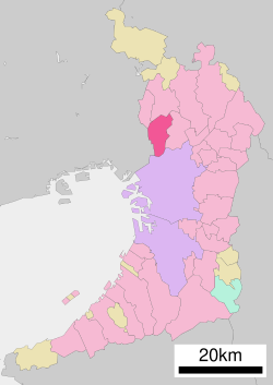 ตำแหน่งของเมืองโทโยนากะในจังหวัดโอซาก้า