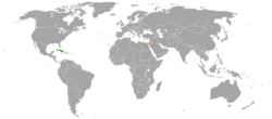 แผนที่แสดงตำแหน่งที่ตั้งของประเทศคิวบาและประเทศอิสราเอล