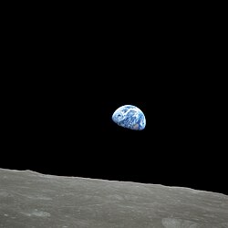 Black and white Earthrise