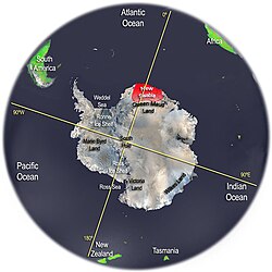 แผนที่แสดงการสำรวจแอนตาร์กติกาของประเทศต่างๆ