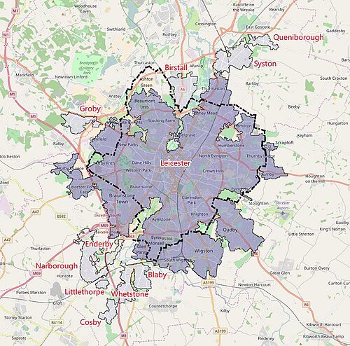 แผนที่เขตเมืองเลสเตอร์ ปี 2011