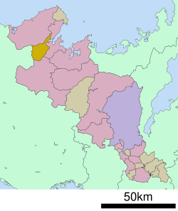 แผนที่แสดงตำแหน่งของเมืองโยซาโนะในจังหวัดเกียวโต