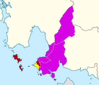แผนที่แสดงเขตพื้นที่เมืองสีหนุวิลล์และจังหวัดพระสีหนุ