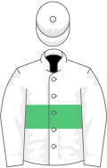 White and emerald green racing silks