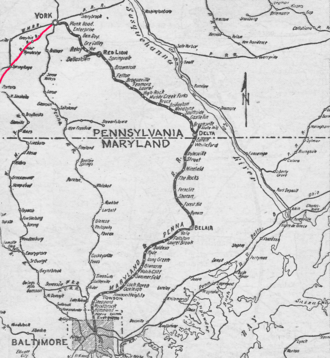แผนที่เส้นทางรถไฟแมริแลนด์และเพนซิลเวเนีย